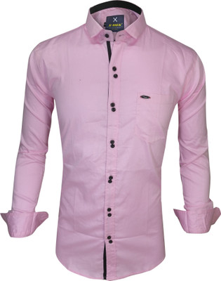Surtzoya Men Solid Casual Pink Shirt