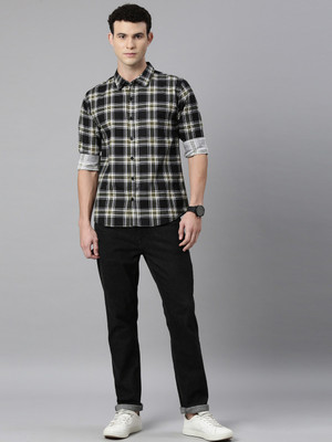 METRONAUT by Flipkart Men Checkered Casual Black Shirt
