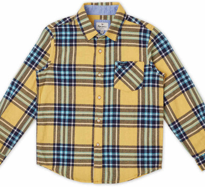 Pepe Jeans Boys Geometric Print Casual Yellow Shirt