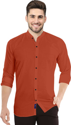 VTEXX Men Solid Casual Orange Shirt