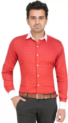 RAG Solutions Men Checkered Casual Red Shirt