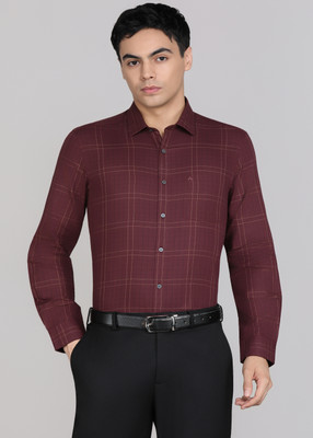 ARROW Men Checkered Formal Red Shirt