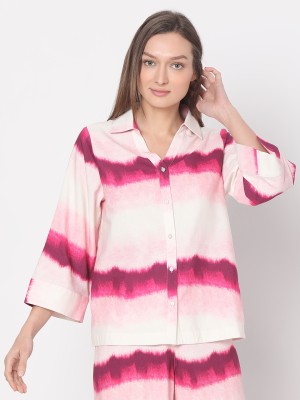 VERO MODA Women Printed Casual Pink, White Shirt