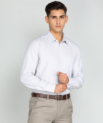 Raymond Men Striped Formal Grey Shirt