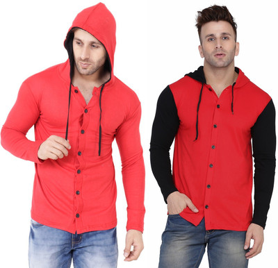 Money Leaf Men Solid Casual Multicolor Shirt(Pack of 2)