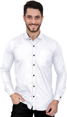 GAZZY CREATION Men Solid Casual White Shirt