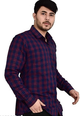 Shreyash Trend Men Solid Casual Red, Dark Blue Shirt