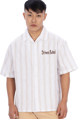 Eszett Men Graphic Print Casual Cream Shirt