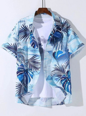 Leriya Fashion Men Graphic Print Casual Blue Shirt