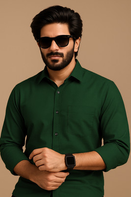iexira Men Solid Casual Green Shirt