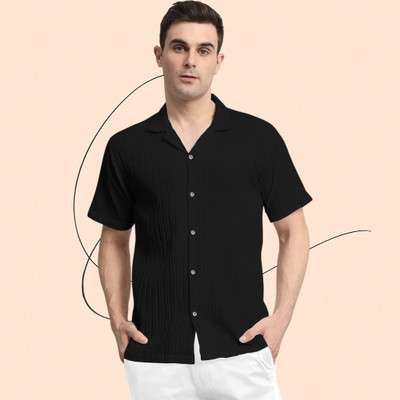 A Rodeiz Men Self Design Casual Black Shirt