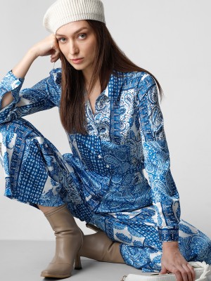 VERO MODA Women Printed Casual Blue Shirt