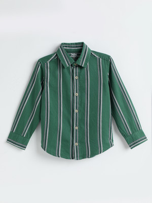 milou Boys Solid Casual Green Shirt