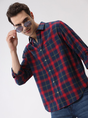 WROGN Men Checkered Casual Red Shirt