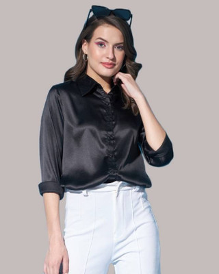 Shopy Unlimited Women Solid Casual Black Shirt