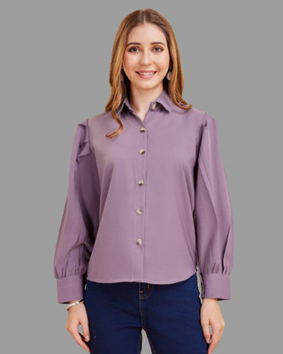 METRONAUT Women Solid Casual Purple Shirt