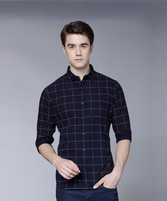 HIGHLANDER Men Printed Casual Dark Blue, White Shirt