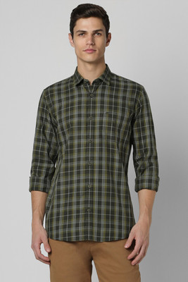 PETER ENGLAND Men Checkered Casual Green Shirt