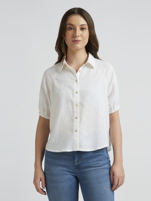 Pepe Jeans Women Solid Casual White Shirt