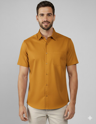 HKV FASHION Men Solid Casual Yellow Shirt
