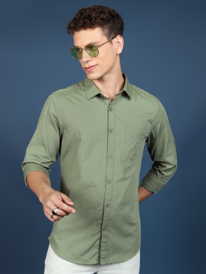 HIGHLANDER Men Solid Casual Green Shirt