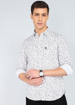 U.S. POLO ASSN. Men Printed Casual Beige Shirt