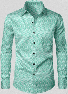 Arth Enterprise Men Printed Casual Green Shirt