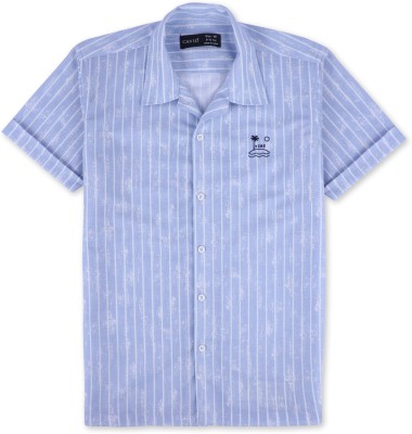 CAVIO Boys Striped Casual Light Blue, White Shirt