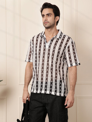 WROGN Men Printed Casual White, Brown Shirt