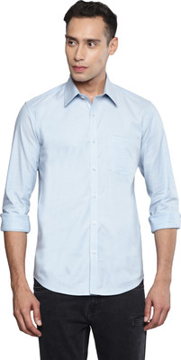 Allen Cooper Men Solid Casual Blue Shirt