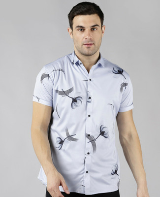 COMBRAIDED Men Printed Formal Grey Shirt