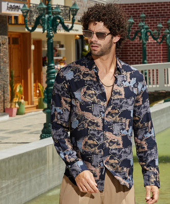 CAMPUS SUTRA Men Printed Casual Blue, Brown Shirt