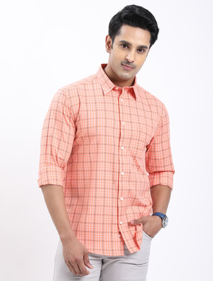 INDIAN TERRAIN Men Checkered Casual Pink Shirt
