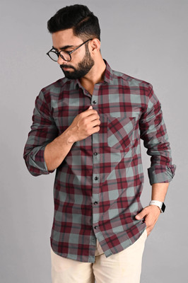 METRONAUT Men Solid Casual Maroon Shirt