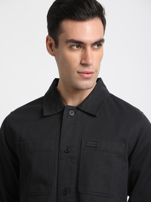 THE BEAR HOUSE Men Solid Casual Black Shirt