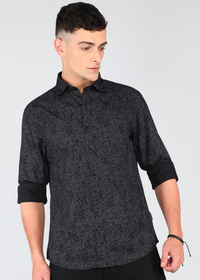 FLYING MACHINE Men Printed Casual Black Shirt