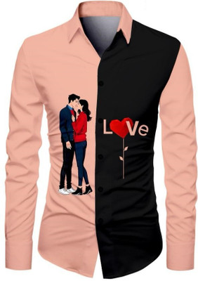 AviraEnterprise Men Printed Casual Pink Shirt