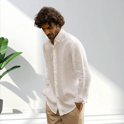 trendfeverstore Men Solid Casual White Shirt