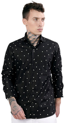 HOC Men Printed Casual Black Shirt