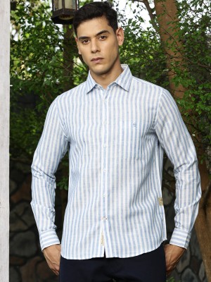 THOMAS SCOTT Men Striped Casual Blue Shirt