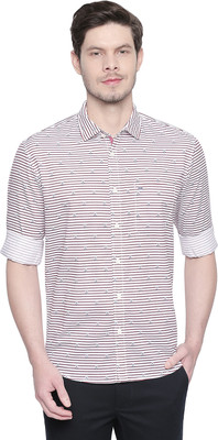 BASICS Men Striped, Printed Casual Red Shirt