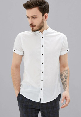 Unistrieet Men Self Design Casual White Shirt