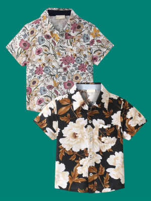 KILLER Boys Printed Casual Black Shirt(Pack of 2)
