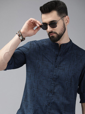 Roadster Men Printed Casual Blue Shirt