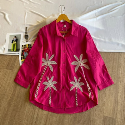 PFab Women Embroidered Casual Pink Shirt