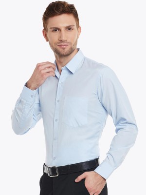 DHEEMHI Men Solid Formal Light Blue Shirt