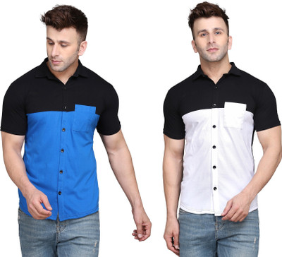 GEUM Men Solid Casual Multicolor Shirt(Pack of 2)