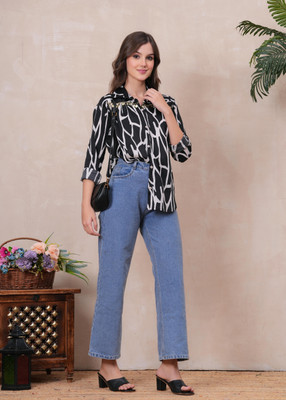 Jyoti Women Printed Casual Black Shirt