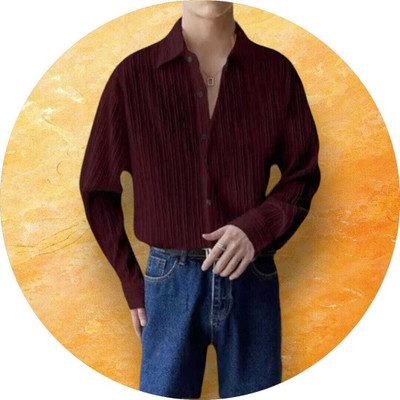 SHIVAY TRENDS Men Self Design Casual Maroon Shirt