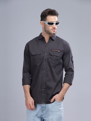 Paul Street Men Solid Casual Grey Shirt